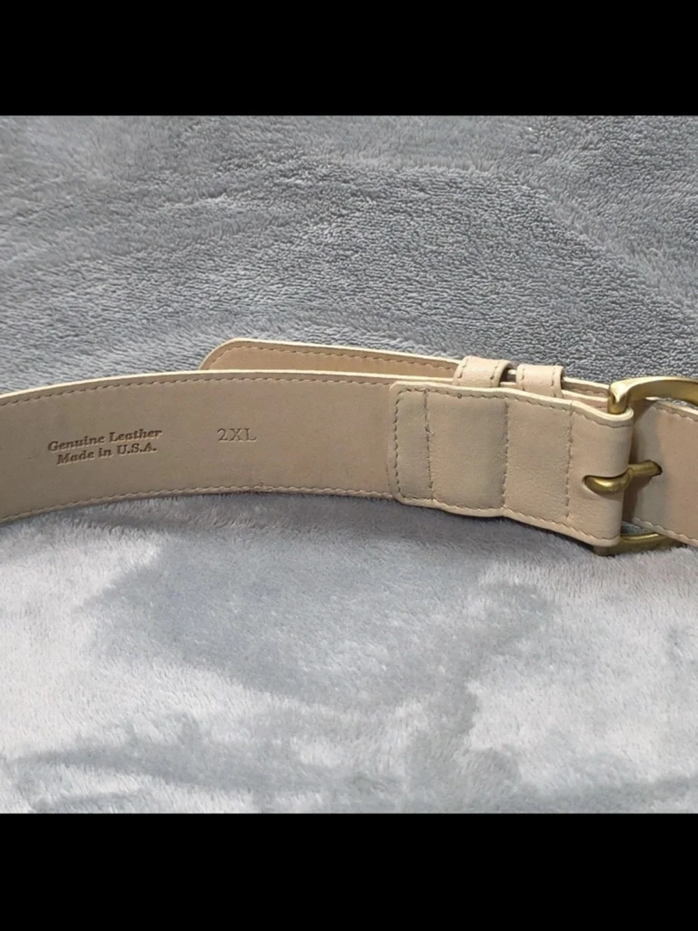 Coach Cream 2X Leather Belt with Gold-Tone Buckle